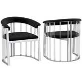 Trisha Dining Arm Chair in Black Fabric, Acrylic & Steel